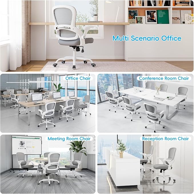 TRALT Ergonomic Office Chair - Comfy Desk Chair with Back Support, Home Office Desk Chairs, Computer Chair, 330lbs Wide Seat Big and Tall Office Chair for Executives (Grey)