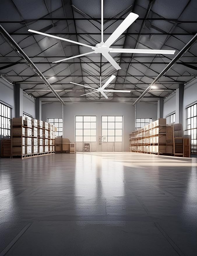 Ceiling Fans Outdoor Waterproof, 72 Inch Industrial Ceiling Fans without Lights, Large White Ceiling Fan No Light with 5 Aluminum Blade, Reverse DC Motor, Outdoor Fans for Patio Shop Garage LivingRoom