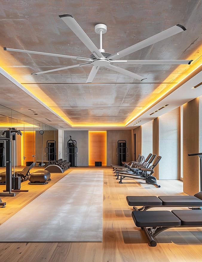 Industrial Ceiling Fans with Remote Control, 100 Inch Big Ceiling Fans without Lights for Living Room Shop Garage Bedroom Indoor Outdoor, 6-Speed Reversible DC Motor, Dimmable, 3CCT, Timer