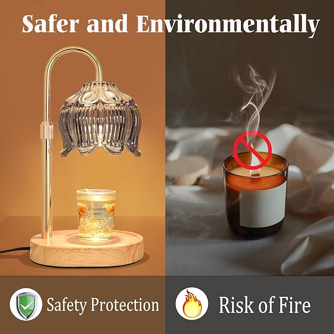 Candle Warmer lamp with Timer Dimmer,Electric Candle Warmer, Vintage Flower Lotus lamp,Compatible with Various Candles, Gifts for Mom Women,Candle Lamp for Bedroom Home Decor (Flower lamp-Silver Gray)