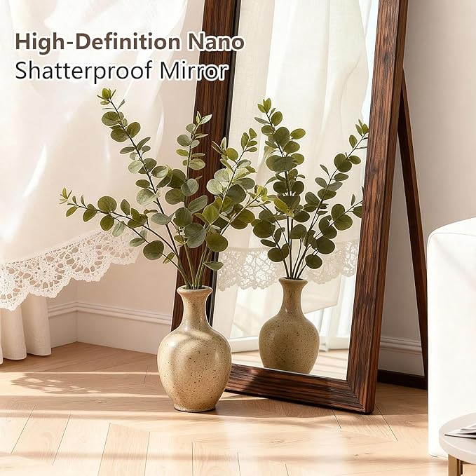 Yumyolk Full Length Mirror Large 72"x32" Floor Standing Mirror for Bedroom Living Room Hanging Wall-Mounted Brown