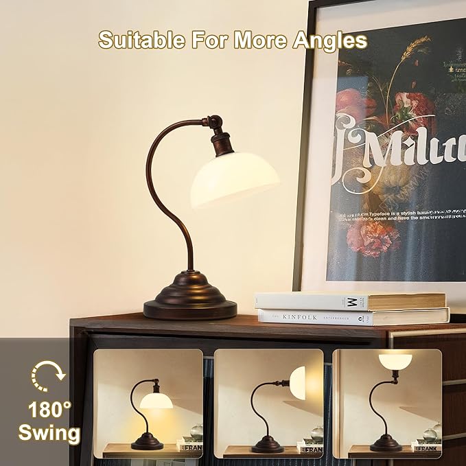 Cordless LED Table Lamp Set of Two, Swing Arm Desk Lamp, Rechargeable, Dimmable/3 Color/Memory Function, Modern Rechargeable Table Light for Living Room,Bedroom,Bedside, Oil Rubbed Bronze