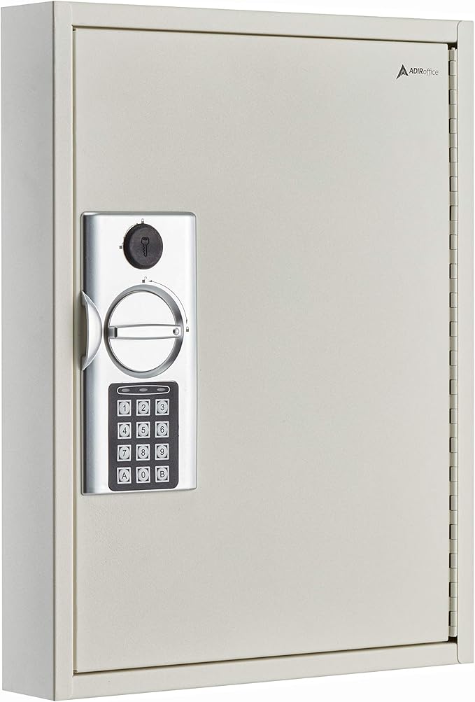 Adiroffice Key Holder Wall Mount - 60 Keys Lock Box with Code, Key Cabinet Wall Mount, Valet Parking Key Box, Car Dealer Key Cabinet - Space Saving Locking Key Box Wall Mount with Digital Lock