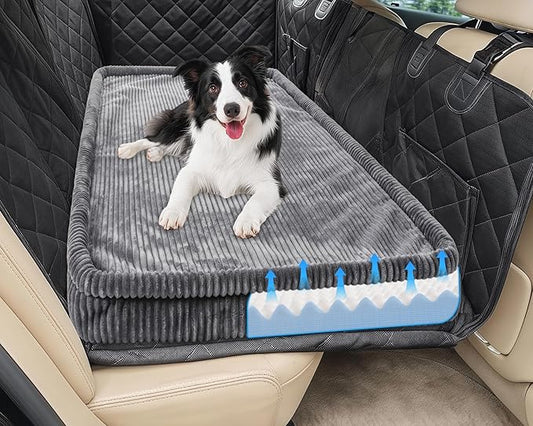 Dog Car Bed, Non-Slip Backseat Extender Pet Mat, Removable Washable Dog Bed for SUVs, Sedans & Trucks, Anti-Slip Travel Mat for Dogs, Easy Clean & Scratch-Proof & Comfort(Dark Gray, 50"x24.6")