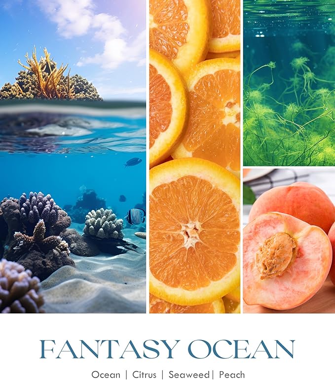 AOOVOO Fantasy Ocean Odor Eliminating Highly Fragranced Candle - Eliminates 95% of Pet, Smoke, Food, and Other Smells Quickly, Air Freshing Soy Candle, 9 oz Up to 50 Hours Burn time