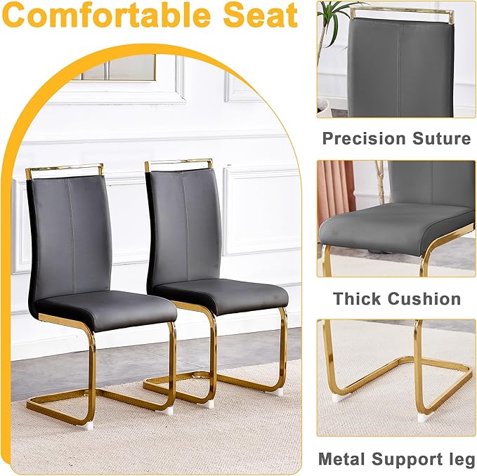 Round Dining Table Set for 4,36" Glass Dining Table Set for 4 with Stainless Steel Leg,Small Kitchen Table with 4 Cushion Chairs,5 Piece Dining Room Table Set Space Saving