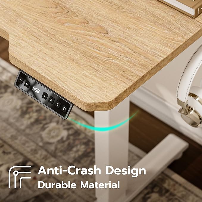 71" Reversible L-Shaped Electric Standing Desk Adjustable Height Gaming Stand Up Corner Desk Sit Stand Home Office Computer Desk with Splice Board, Basswood