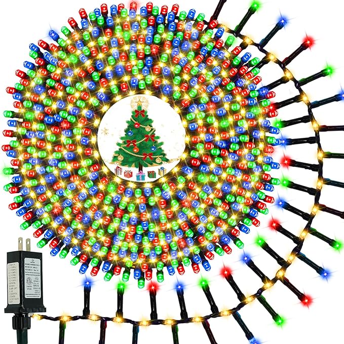 2025 New Christmas Cluster Lights 800LED with Flowing Twinkling, Firecracker Fairy Lights with 15 Modes & Timer, Waterproof Christmas String Lights for Indoor Outdoor Xmas Tree Party Garden Multicolor