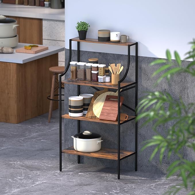 Console Table, entryway Table 4-Tier Sofa Table with Storage Shelves, Couch Table Behind Sofa,Standing Bakers Rack
