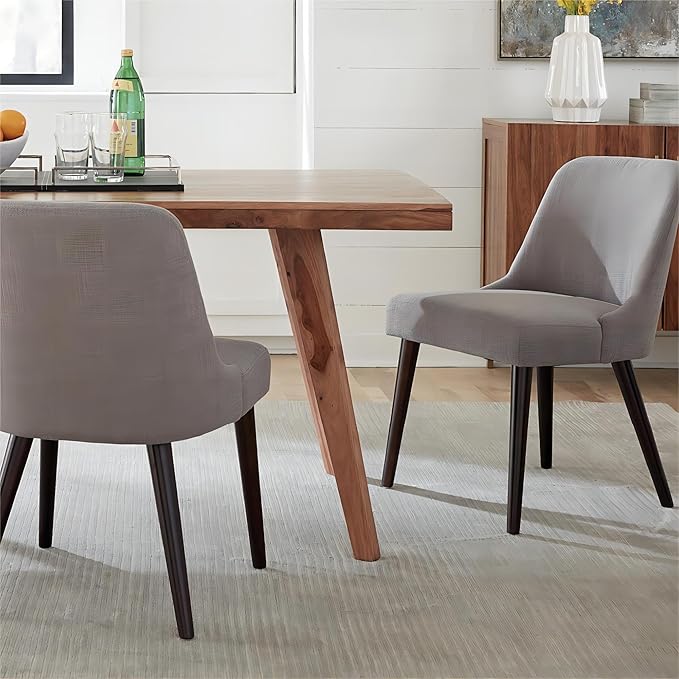 CHITA Mid-Century Modern Dining Chair, Upholstered Fabric Accent Chair, Set of 2,Flint Grey in Fabric