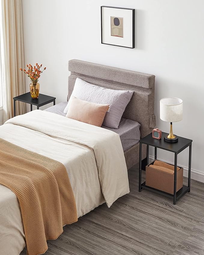 VASAGLE Side Tables Set of 2, Small End Table, Nightstand for Living Room, Bedroom, Office, Bathroom, Black ULET272B16