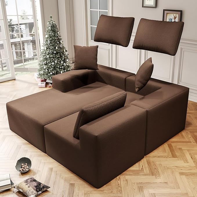 108" Cloud Sectional Couch with L-Shape Chaise,4 Seat Modern Modular Sofa with Deep Seat,Upholstered Couches for Living Room Bedroom, Boneless Couch