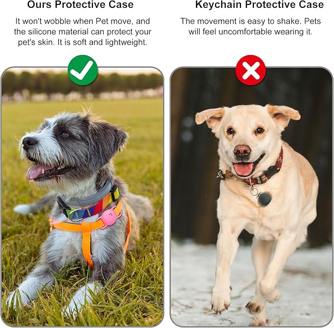 DDJ for Tile Life360 Sticker (2024) Tracker Cat Collar Case, 2-Pack Silicone Anti-Lost Protective Cover Tile Tracker Holder for Dog & Pet Collars, Durable, Easy Installation, Lightweight, Neon Pink