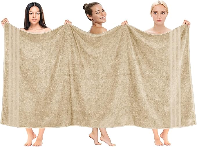 DAN RIVER 2 Pack Luxury Bath Sheets 35x70, 600 GSM, Soft & Quick Dry 100% Ring Spun Cotton Towels Ideal for Hotels, Spas, Gyms & Salons Extra Large, Tan