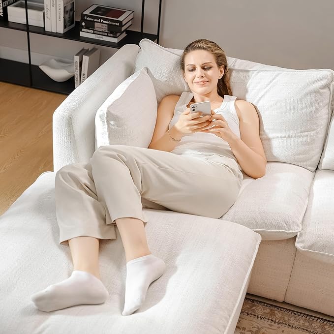 CHITA Luxury Oversized Loveseat Sectional Sofa Couch, Premium Down Filled Modular Sectional Sofa, FSC Certified, 80‘’ Width, 2 Seat Cloud Couch for Living Room, Cream