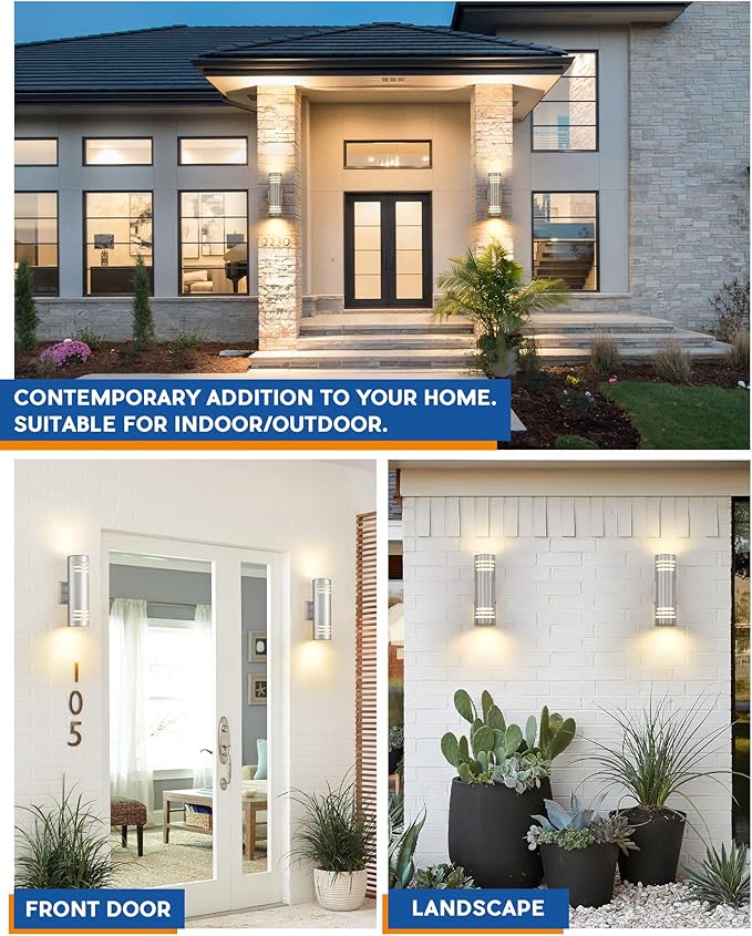 TENGXIN Outdoor Wall Lights,Exterior Wall Light Fixture with Stainless Steel Cylinder,Waterproof.