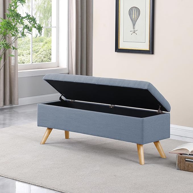 HomePop Modern Storage Bench, Blue Large