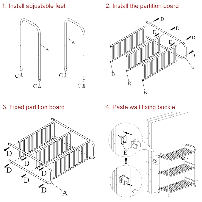 JSB 3-Tier Adjustable Shelving Unit, Heavy Duty Storage Rack Organizer Metal Corner Shelf for Kitchen Living Room Laundry Pantry Bathroom (White, 3 Tier)…