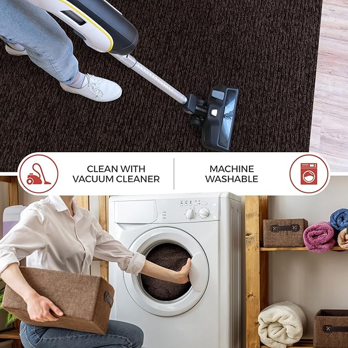 Non Slip Brown Solid Rubber Back Thing Rug for Living Room 6 Round Area Rugs for Kitchen, Rugs for Bedroom, Stain Resistant Easy Cleaning Non Shedding Carpet Brown 6 Round