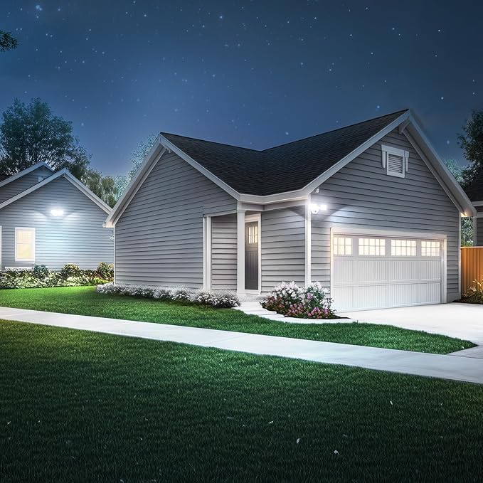 Onforu 32w 3200LM Dusk to Dawn Outdoor Lighting,6500K Dual-Head Flood Light Outdoor with Photocell,IP66 Waterproof Security Lights,Exterior Daylight Off and Night On White Wall Light for Patio Garden