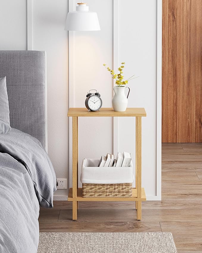TUTOTAK Small Side Table, Narrow End Table, Skinny Sofa Table, Slim Nightstand, Couch Table, Living Room, Bed Room, Natural TB01BN062