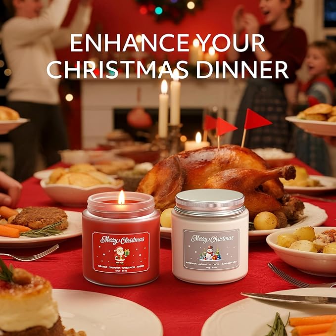 NORVENCE Christmas Candles, Scented Candles Gift Set for Stress Relief, Stress Relief Candle Gifts for Women and Men, Christmas Candle Gifts for Women (Red & Green, 7 oz)