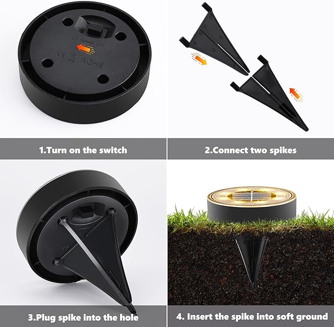 Joomer Solar Ground Lights, 8 Pack 8 LED Solar Lights Outdoor IP68 Waterproof Solar Disc Lights In-Ground Landscape Lighting Outdoor Lights for Patio Pathway Lawn Yard Driveway Walkway (Warm White)