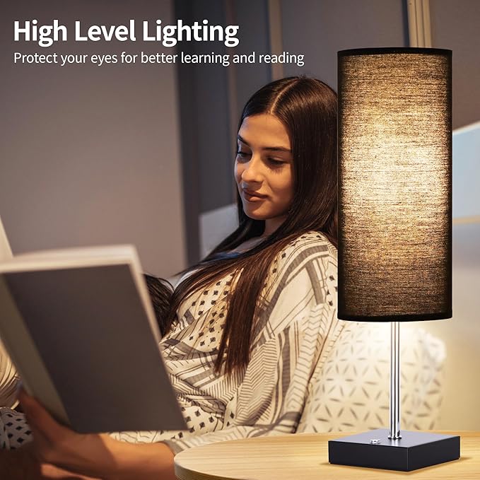 AVV Cordless Table Lamp, 5000mAh Battery Operated Lamp for Night Stand, 3 Modes Battery Powered Wireless Table Lamp, Touch Control Rechargeable Lamp for Bedroom, Living Room, 18 Inch Black