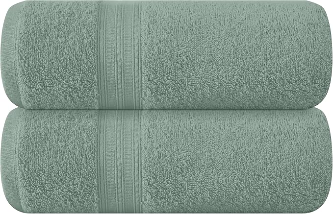 BOUTIQUO Cotton 2 Pack Oversized Bath Towel Set, Large Bath Towels 27x54, Ultra Soft, Absorbent, Compact, Quick Drying and Lightweight, Eco-Friendly and 100% Recyclable Towel Set - Jade