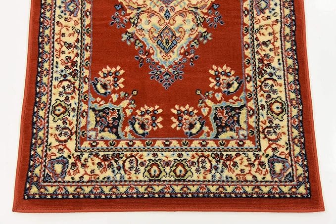 Unique Loom Reza Collection Traditional Persian Style Area Rug, Runner 2' 7" x 10' 0", Terracotta/Ivory