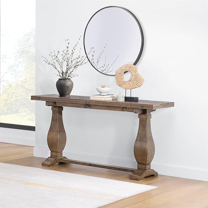 Martin Svensson Home Napa Sofa Console Table, Modular Flip Top Dining or Accent, Solid Natural Wood