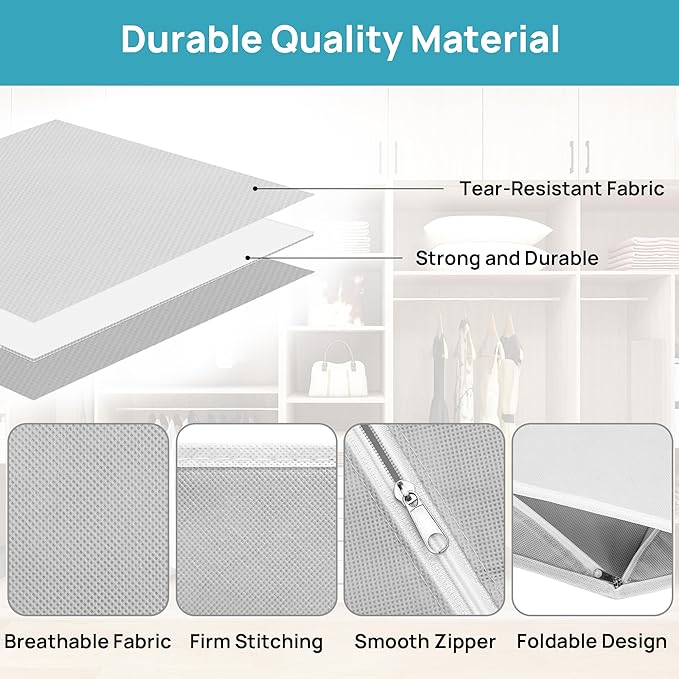 Vtopmart 18 Pack Baby Clothes Organizer, Dresser Drawer Organizer for Baby Clothing, Foldable Fabric Closet Drawer Storage Bins, Dresser Dividers for Bra, Socks, Ties, Scarf