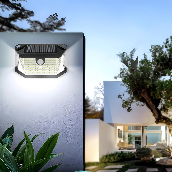 Solar Lights Outdoor 178 LED with Lights Reflector and 3 Lighting Modes, Motion Sensor Wall Lights,IP65 Waterproof Solar Powered for Garden Patio Yard (2Pack)