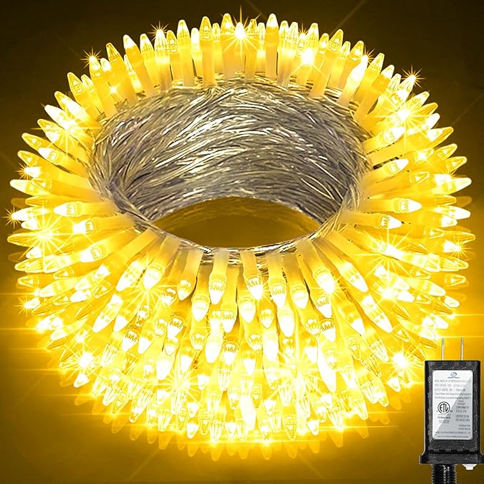 750LED Christmas Lights Outdoor Use, 240ft 12 Modes Warm White LED String Lights with Timer Dimmable, Waterproof Christmas Tree Lights for Xmas Patio Yard Fence Balcony Garden Decor Warm White