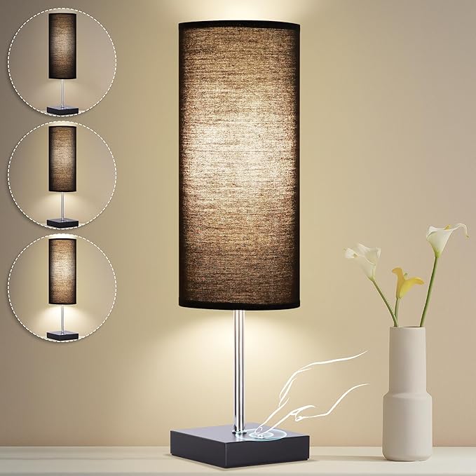 AVV Cordless Table Lamp, 5000mAh Battery Operated Lamp for Night Stand, 3 Modes Battery Powered Wireless Table Lamp, Touch Control Rechargeable Lamp for Bedroom, Living Room, 18 Inch Black