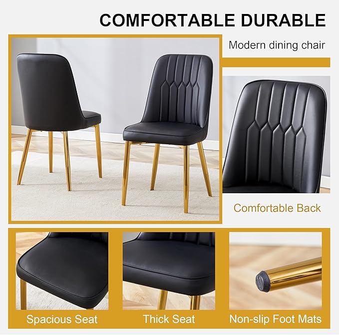 Dining Chairs Set of 8，Modern Dining Chairs, Equipped with PU Leather Backrest Cushions and Metal Legs, Suitable for Restaurants, Kitchens, and Dining Room Chairs