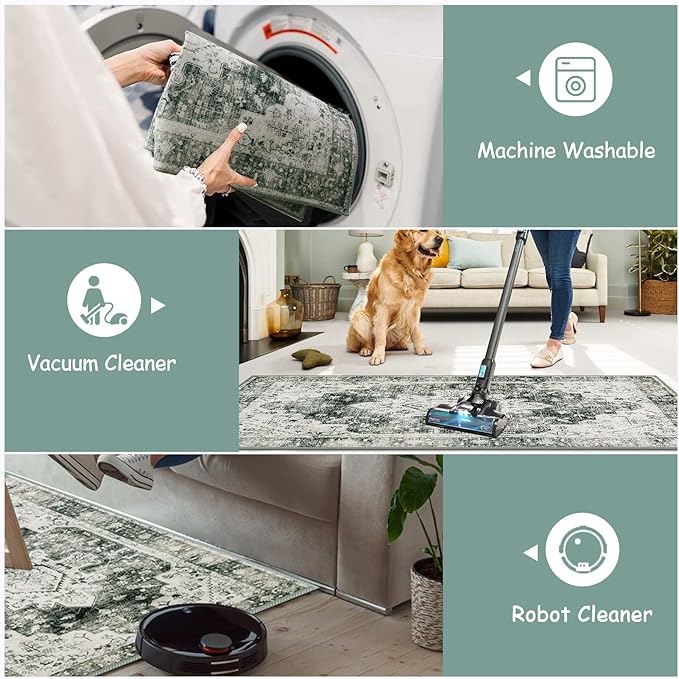 Moynesa Ultra-Thin Washable Runner Rug 2x7 for Hallway Non-Slip, Grey Kitchen Runner Rugs with Rubber Backing, Long Non Shedding Low Pile Bedroom Bedside Carpet for Bathroom Laundry Living Room