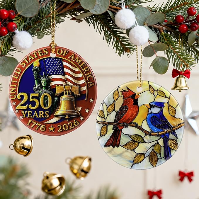 Cardinal & Blue Jay Ornament, Christmas Ornaments, Christmas Decorations, Holiday Decor Gifts for Family, Friends & Bird Lovers, Gift Exchange & Gift Idea, Giftbox Included