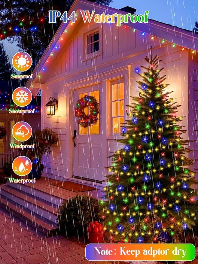 2025 New Christmas Cluster Lights 960 LED with Flowing Twinkling, Firecracker Fairy Lights with 15 Modes & Timer, Waterproof Christmas String Light for Indoor Outdoor Xmas Tree Party Garden Multicolor