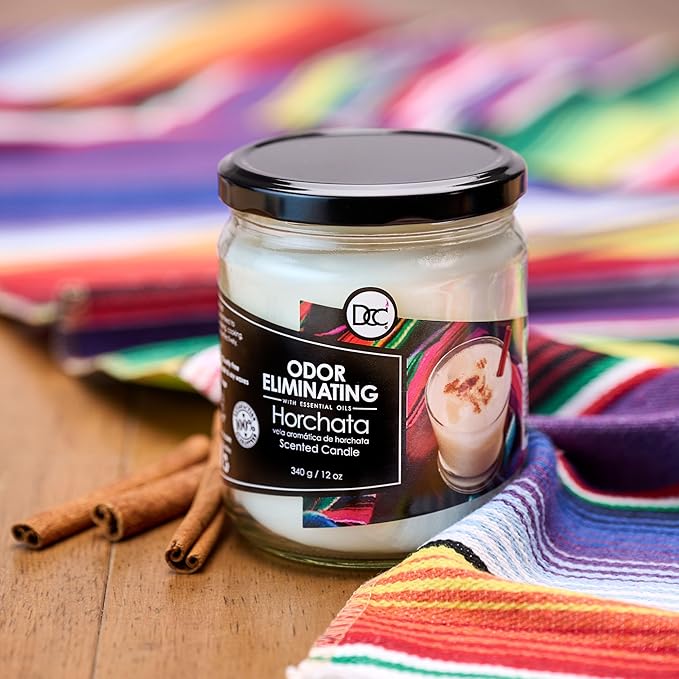 Horchata Odor Eliminating Highly Fragranced Candle - Eliminates 95% of Pet, Smoke, Food, and Other Smells Quickly - Up to 80 Hour Burn time - 12 Ounce Premium Soy Blend