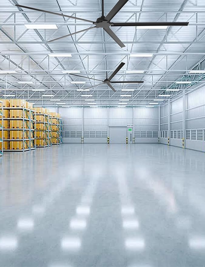 Ceiling Fans Outdoor Waterproof, 84 Inch Black Industrial Ceiling Fans without Lights, Large Ceiling Fan No Light with 5 Aluminum Blade, Reverse DC Motor, Outdoor Fans for Patio Shop Garage LivingRoom