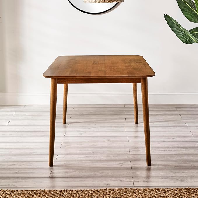 Furniturebox UK Solid Wood Table - Lynton Wooden Dining Table - Modern Take on Traditional Classic Farmhouse Dining Furniture - Retro Solid Rubberwood (6 Seat Table)