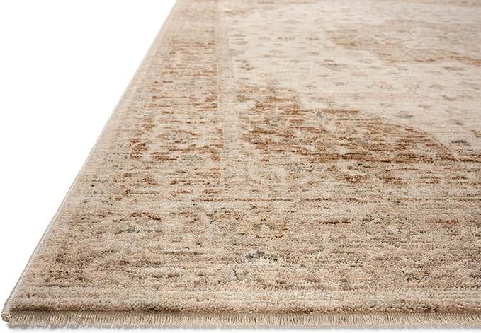 Loloi Magnolia Home by Joanna Gaines Junie Collection JUE-04 Natural/Clay 5'-3" x 5'-3", .38" Pile Height, Round Area Rug