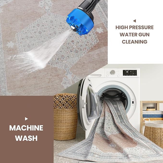 Washable Rugs 8x10 Area Rugs for Living Room,Bedroom,Dining Room- Soft Low Pile Stain-Resistant Carpet with Non-Slip Rubber Backing,Large Vintage Area Rug for Nursery Home Office Decor