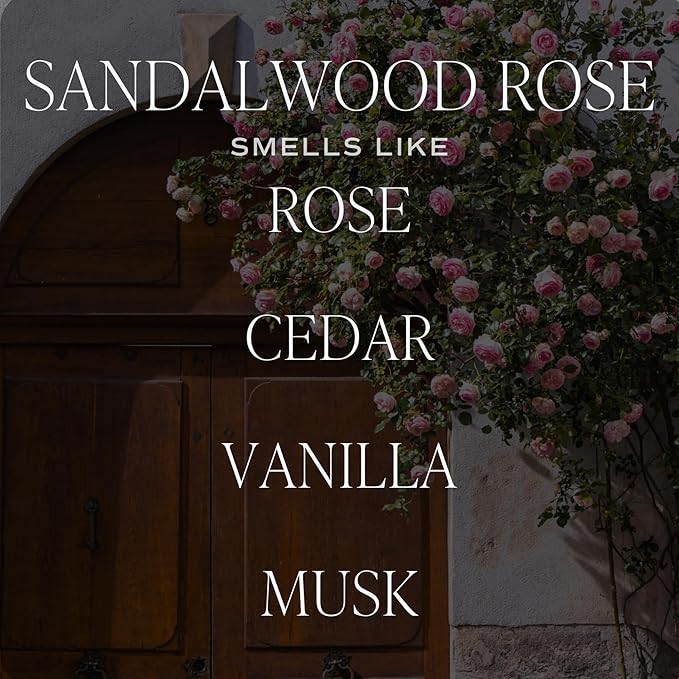 Sweet Water Decor Sandalwood Rose Candle - Rose, Cedar, Vanilla, Musk Scented Floral Candle for Spring - 11oz White Jar with Wood Lid, 50+ Hour Burn Time, Made in The USA