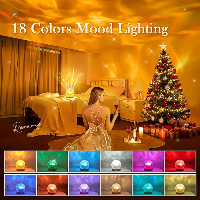 Christmas Gifts for Teens Girls Ocean Lamps for Bedroom,18-Color Teen Girl Gifts Trendy Stuff Mood Lighting,Dimmable Night Light Projector Lights for Bedroom,Remote Aesthetic Room Decor for Teen Girls