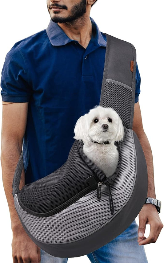 FDJASGY Pet Sling Carrier for Small Dogs Cats,Breathable Mesh Travelling Hand Free Puppy Backpack with Pouch and Adjustable Strap Carrier