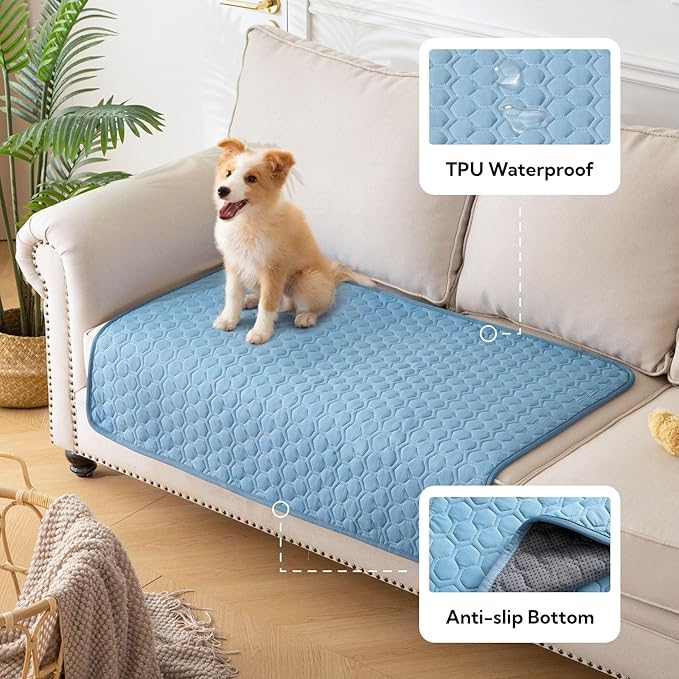 Soulbond Cooling Mat for Extra Large Dogs - 60"x80" Washable Cooling Pad for Puppy, QMAX>0.3, Anti-Slip Bottom, Portable Summer Cool Kennel Bed Pad for Outdoor/Indoor/Cars/Travel Use, Ocean Blue