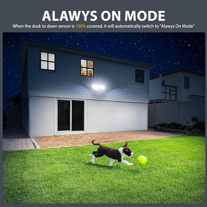 Onforu 32w 3200LM Dusk to Dawn Outdoor Lighting,6500K Dual-Head Flood Light Outdoor with Photocell,IP66 Waterproof Security Lights,Exterior Daylight Off and Night On White Wall Light for Patio Garden