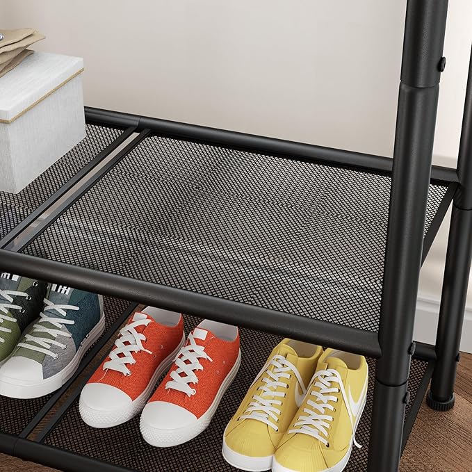 SINGAYE Clothing Racks For Hanging Clothes Rack Portable Closet Garment Coat Rack With Shelves Heavy Duty Hanger Stand Wardrobe Free Standing Closet